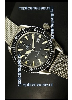 Omega Seamaster 300 R-Navy Black Dial Swiss Watch with Mesh Strap
