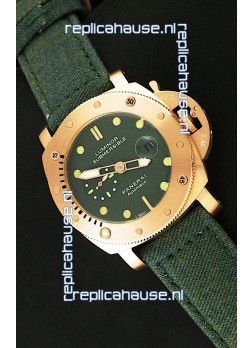 Panerai Luminor Submersible 1000M Japanese Automatic Rose Gold Watch in Green Dial