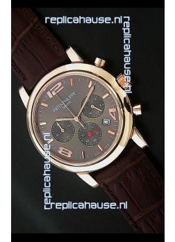 Patek Philippe Perpetual Calender Japanese Steel Watch in Brown Dial