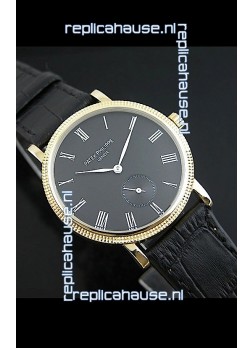 Patek Philippe Calatrava Japanese Manual Hand Wind Watch in Black Dial