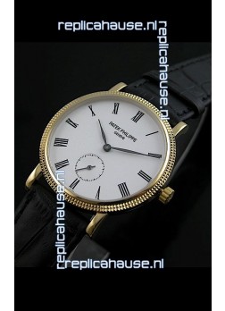 Patek Philippe Calatrava Japanese Mens Watch in Yellow Gold Case