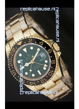 Rolex GMT Master II Swiss Replica Gold Watch in Green Dial