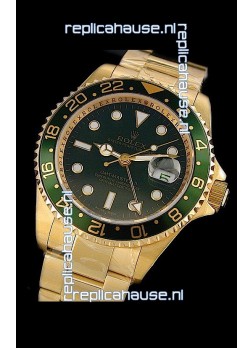 Rolex GMT Master II Swiss Replica Gold Watch in Green Bezel