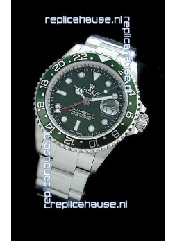 Rolex GMT Master II Swiss Replica Steel Watch in Green Dial