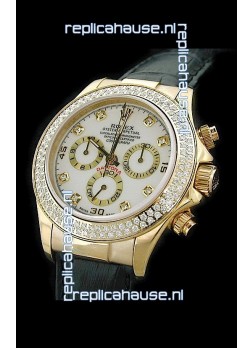 Rolex Daytona Cosmograph Swiss Replica Gold Watch in Diamond Bezel