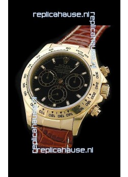 Rolex Daytona Cosmograph Swiss Replica Gold Watch in Black Dial