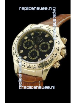 Rolex Daytona Cosmograph Swiss Replica Gold Watch in Diamond Hour Markers