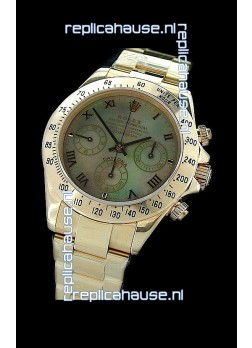 Rolex Daytona Cosmograph Swiss Replica Gold Watch in Color Mother of Pearl
