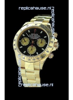 Rolex Daytona Cosmograph Swiss Replica Gold Watch in Black Dial