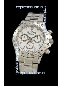 Rolex Daytona Cosmograph Swiss Replica Steel Watch in White Dial