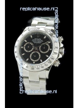 Rolex Daytona Cosmograph Swiss Replica Steel Watch in Black Dial