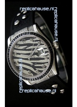 Rolex Datejust Mens Japanese Replica Leopard Watch in Diamand Markers