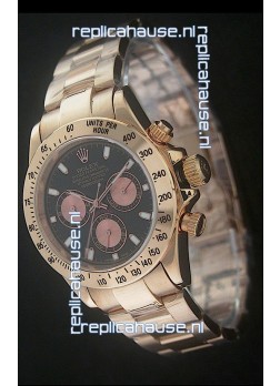 Rolex Daytona Cosmograph Swiss Replica Yellow Gold Watch in Black Dial