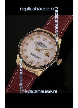 Rolex DateJust Swiss Mens Replica Yellow Gold Watch in Diamond Markers