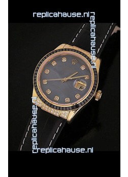 Rolex DateJust Swiss Mens Replica Yellow Gold Watch in Diamond Markers