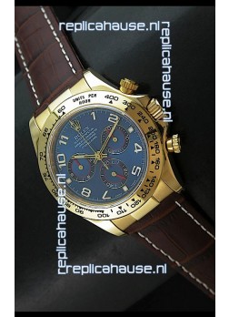 Rolex Daytona Cosmograph Swiss Replica Yellow Gold Watch in Blue Dial