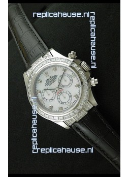 Rolex Oyster Perpetual Cosmograph Daytona Swiss Replica Watch in Black Strap