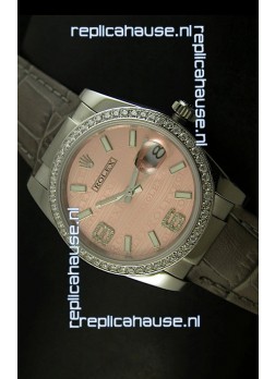 Rolex Replica Datejust Swiss Replica Watch - 37MM - Champange Dial/Grey Strap