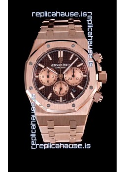 Audemars Piguet Royal Oak Chronograph Watch in Pink Gold Case Brown Dial