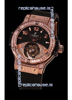 Hublot Tourbillon Solo Bang Sapphires Pink Gold Swiss  Watch