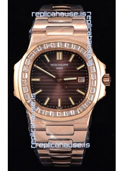 Patek Philippe Nautilus 5711/1R 1:1 Mirror Watch Baguette Diamonds Bezel
