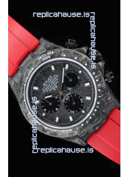 Rolex Daytona DiW Forged Cabon Casing 1:1 Mirror Replica with Red Strap 