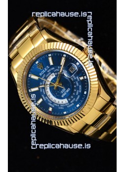 Rolex SkyDweller Swiss Watch in 18K Yellow Gold Case - DIW Edition Blue Dial 