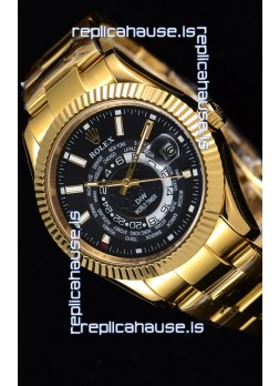 Rolex SkyDweller Swiss Watch in 18K Yellow Gold Case - DIW Edition Black Dial 