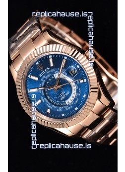 Rolex SkyDweller Swiss Watch in 18K Rose Gold Case - DIW Edition Deep Blue Dial 