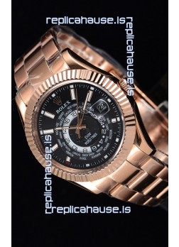 Rolex SkyDweller Swiss Watch in 18K Rose Gold Case - DIW Edition Black Dial 