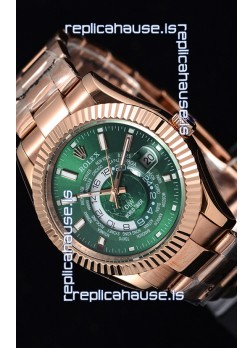 Rolex SkyDweller Swiss Watch in 18K Rose Gold Case - DIW Edition Green Dial 