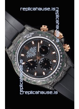 Rolex Daytona DiW Forged Cabon Casing 1:1 Mirror Replica with Black Strap 