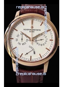 Vacheron Constantin Traditionnelle Day Date Pink Gold Swiss Replica Watch 