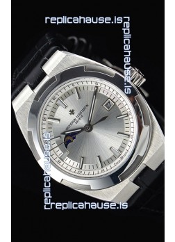 Vacheron Constantin Overseas MoonPhase Stainless Steel Swiss Watch in Black Strap