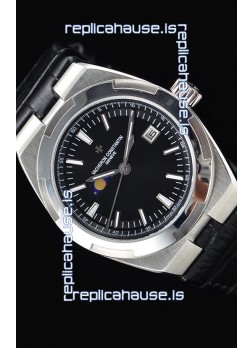 Vacheron Constantin Overseas MoonPhase Stainless Steel Swiss Watch in Black Dial