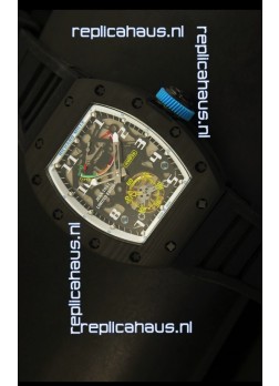 Richard Mille RM036 Jean Todt Forged Carbon Bezel Titanium Watch - All White/Blue Edition