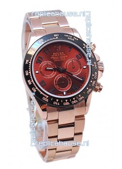 Rolex Daytona Chronograph MonoBloc Cerachrom Bezel Swiss Replica Rose Gold Plated Watch
