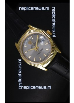 Rolex Day Date 36MM Yellow Gold Swiss Replica Watch - Grey Dial