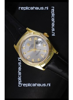 Rolex Day Date 36MM Yellow Gold Swiss Replica Watch - Grey Dial