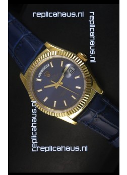 Rolex Day Date 36MM Yellow Gold Swiss Replica Watch - Dark Blue Dial