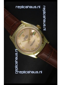 Rolex Day Date 36MM Yellow Gold Swiss Replica Watch - Champange Dial