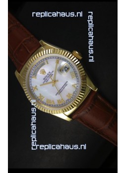 Rolex Day Date 36MM Yellow Gold Swiss Replica Watch - White MOP Dial