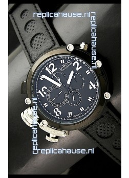 U-Boat Flightdeck Rattrapante Japanese Automatic Watch in Black Dial