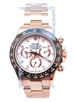 Rolex Daytona MonoBloc Cerachrom Bezel Swiss Replica Rose Gold Plated Watch