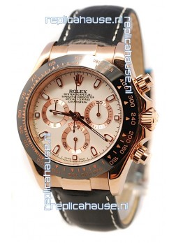 Rolex Daytona Monobloc Cerachrome Everose Swiss Watch in White Dial - 1:1 Mirror Replica